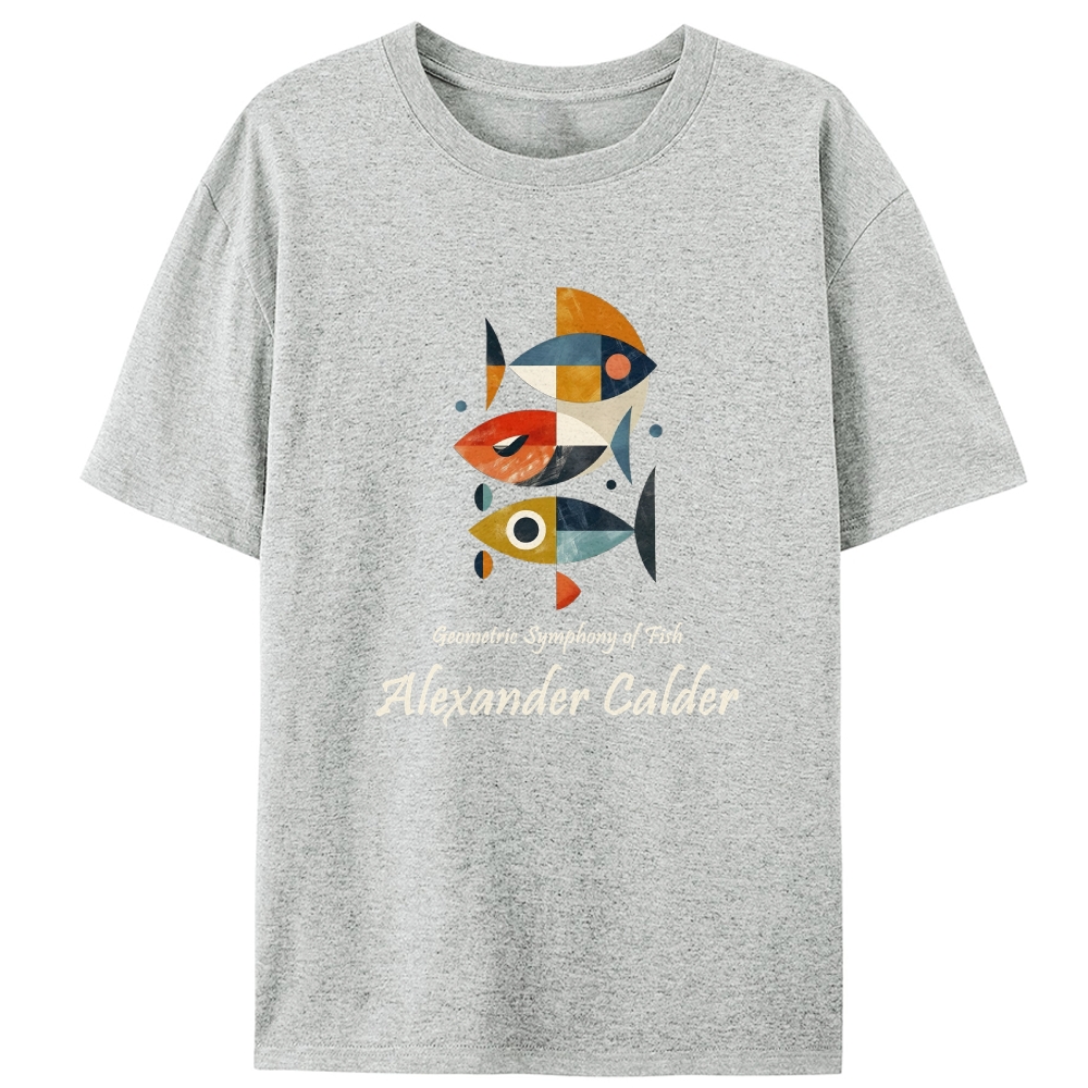Alexander Calder Geometric Fish Retro Designed for Women - Slim Fit Cotton Tee