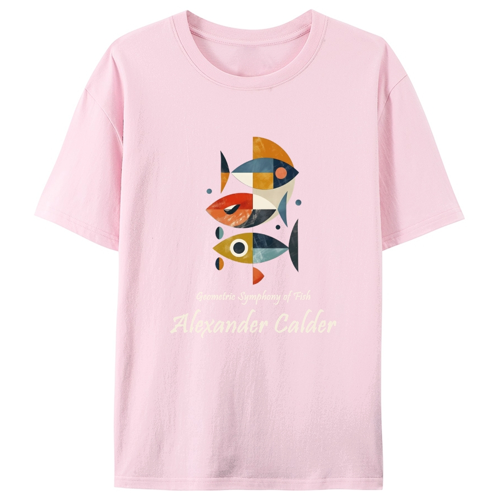 Alexander Calder Geometric Fish Retro Designed for Women - Slim Fit Cotton Tee