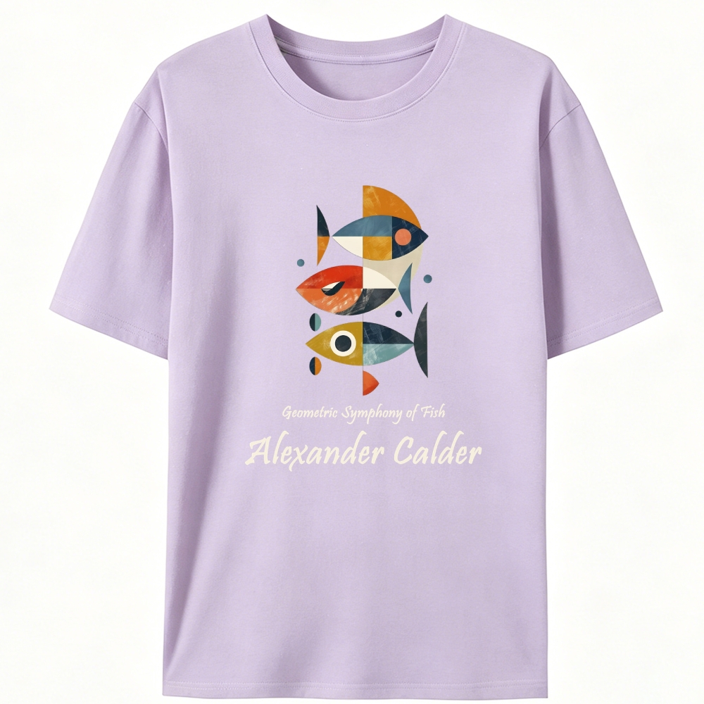 Alexander Calder Geometric Fish Retro Designed for Women - Slim Fit Cotton Tee