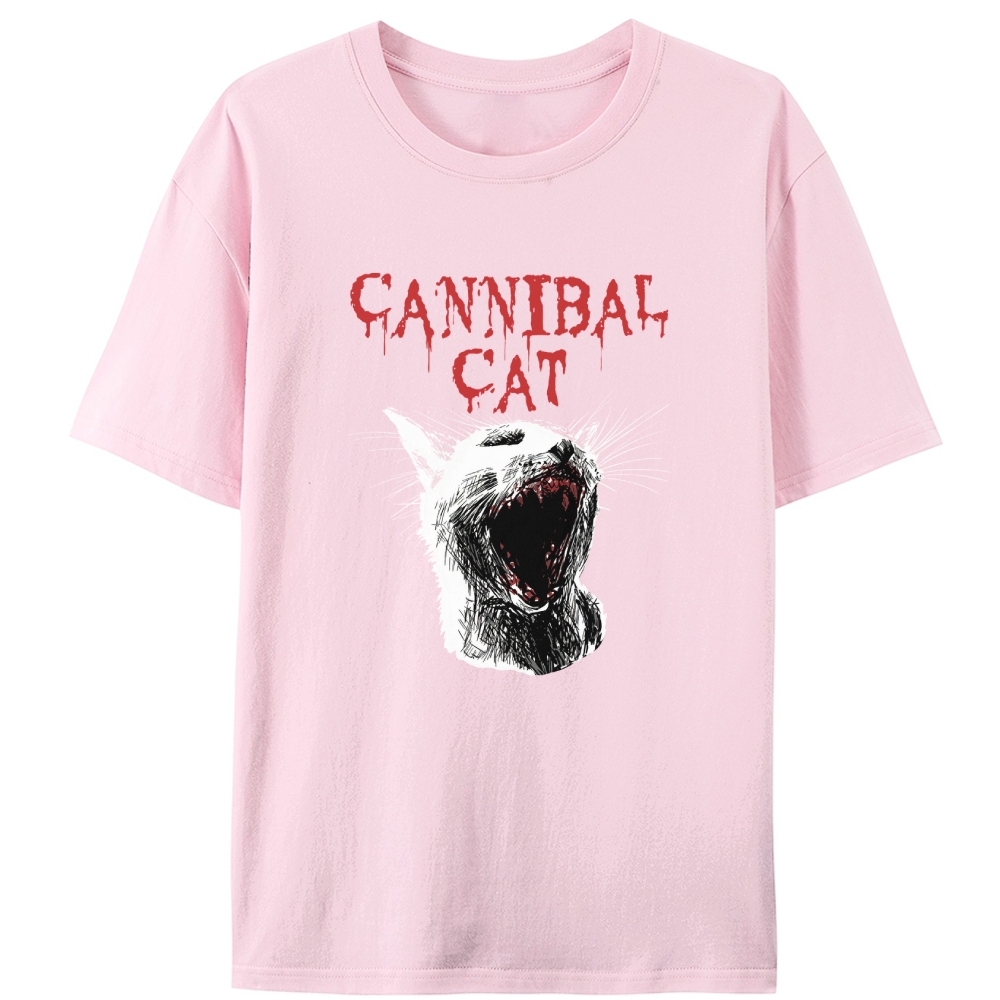 Cannibal Cat Hardcore Retro Designed for Women - Slim Fit Cotton Tee