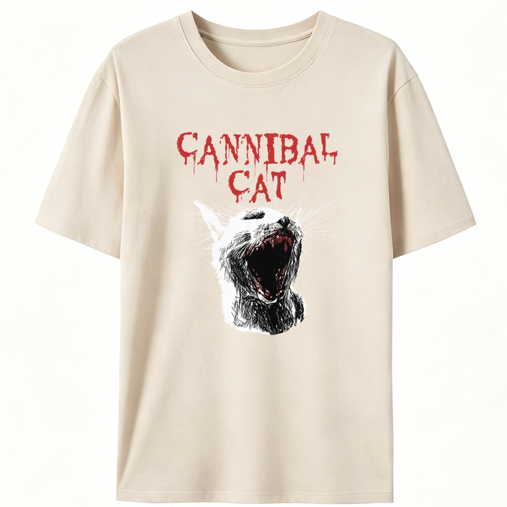 Cannibal Cat Hardcore Retro Designed for Women - Slim Fit Cotton Tee