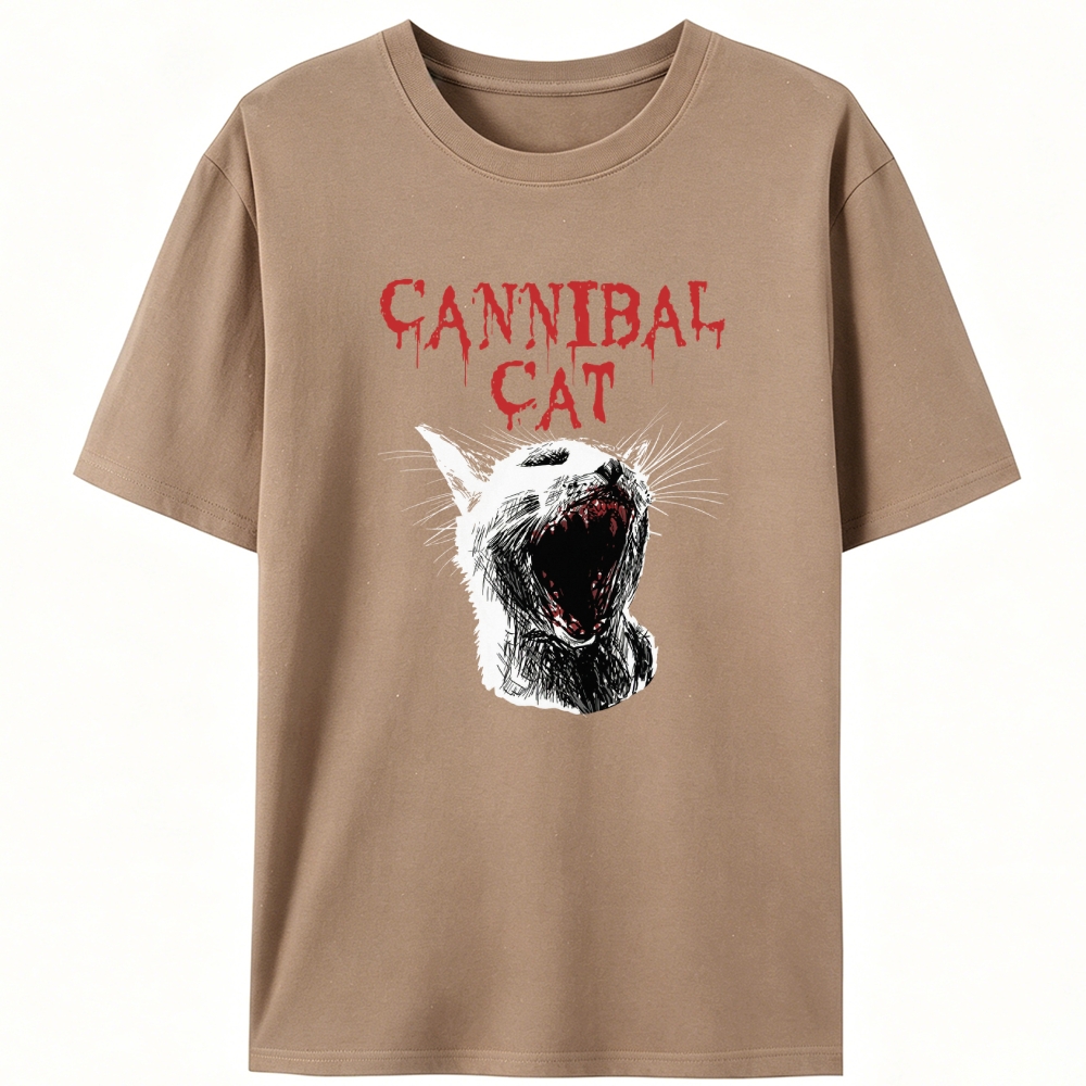 Cannibal Cat Hardcore Retro Designed for Women - Slim Fit Cotton Tee