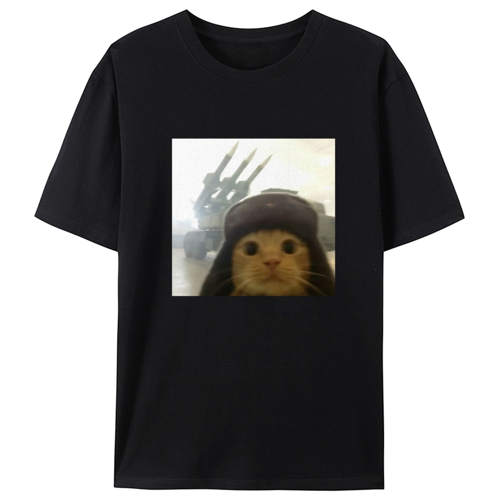 Cat with Missiles Hardcore Meme Retro Designed for Women - Slim Fit Cotton Tee