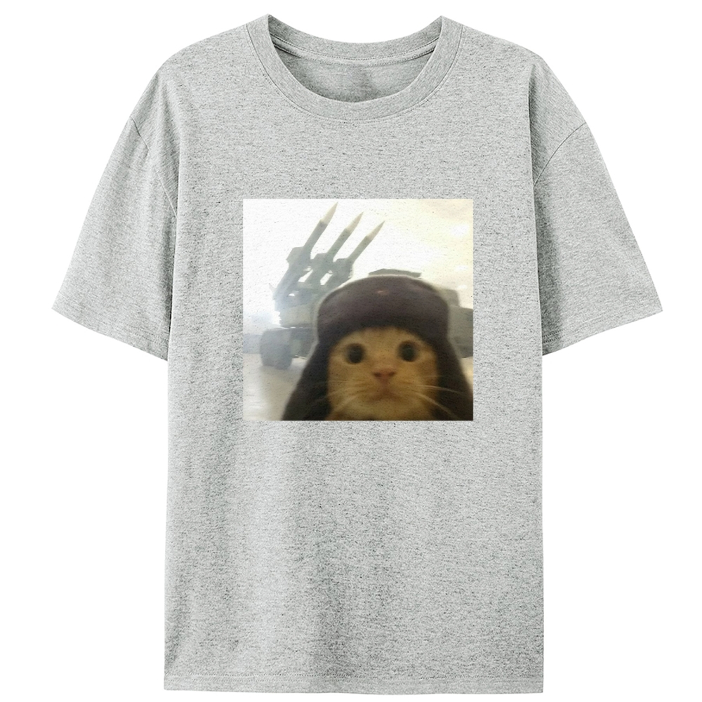 Cat with Missiles Hardcore Meme Retro Designed for Women - Slim Fit Cotton Tee