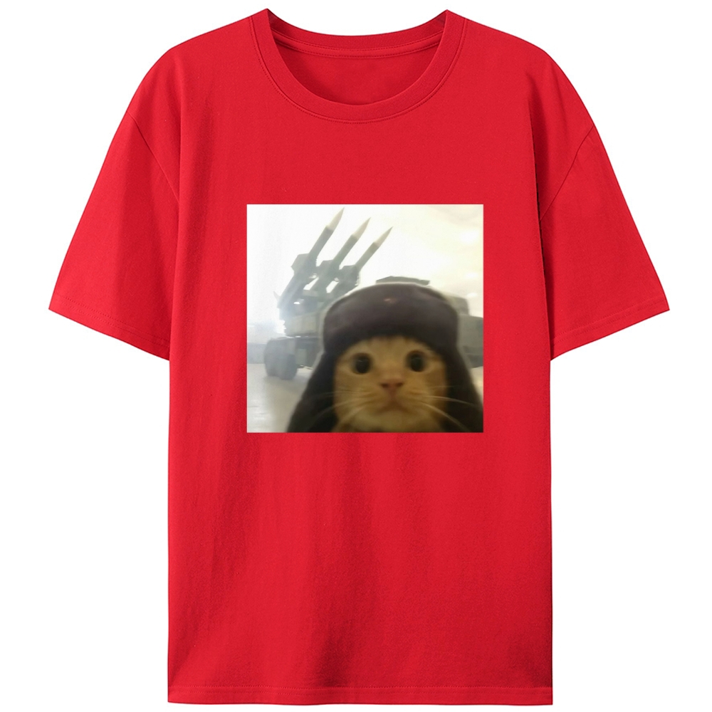 Cat with Missiles Hardcore Meme Retro Designed for Women - Slim Fit Cotton Tee