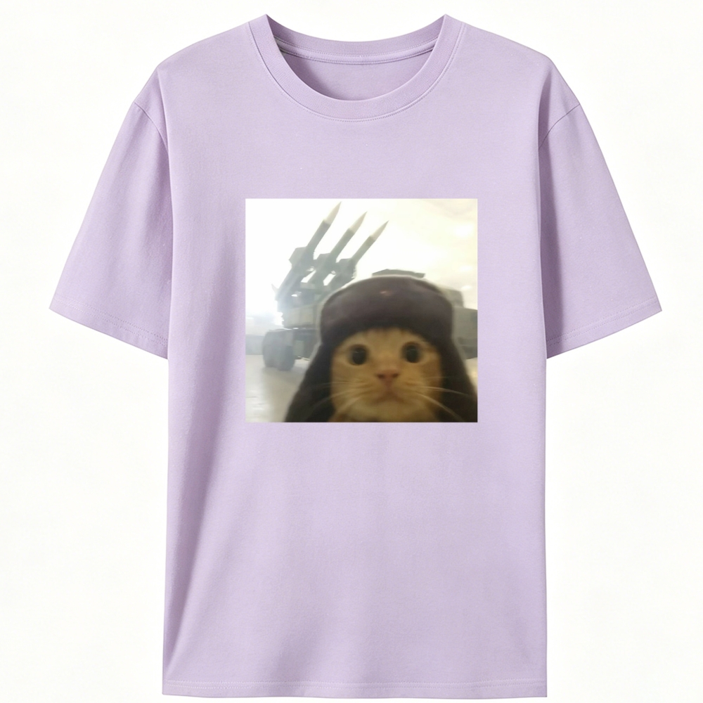 Cat with Missiles Hardcore Meme Retro Designed for Women - Slim Fit Cotton Tee