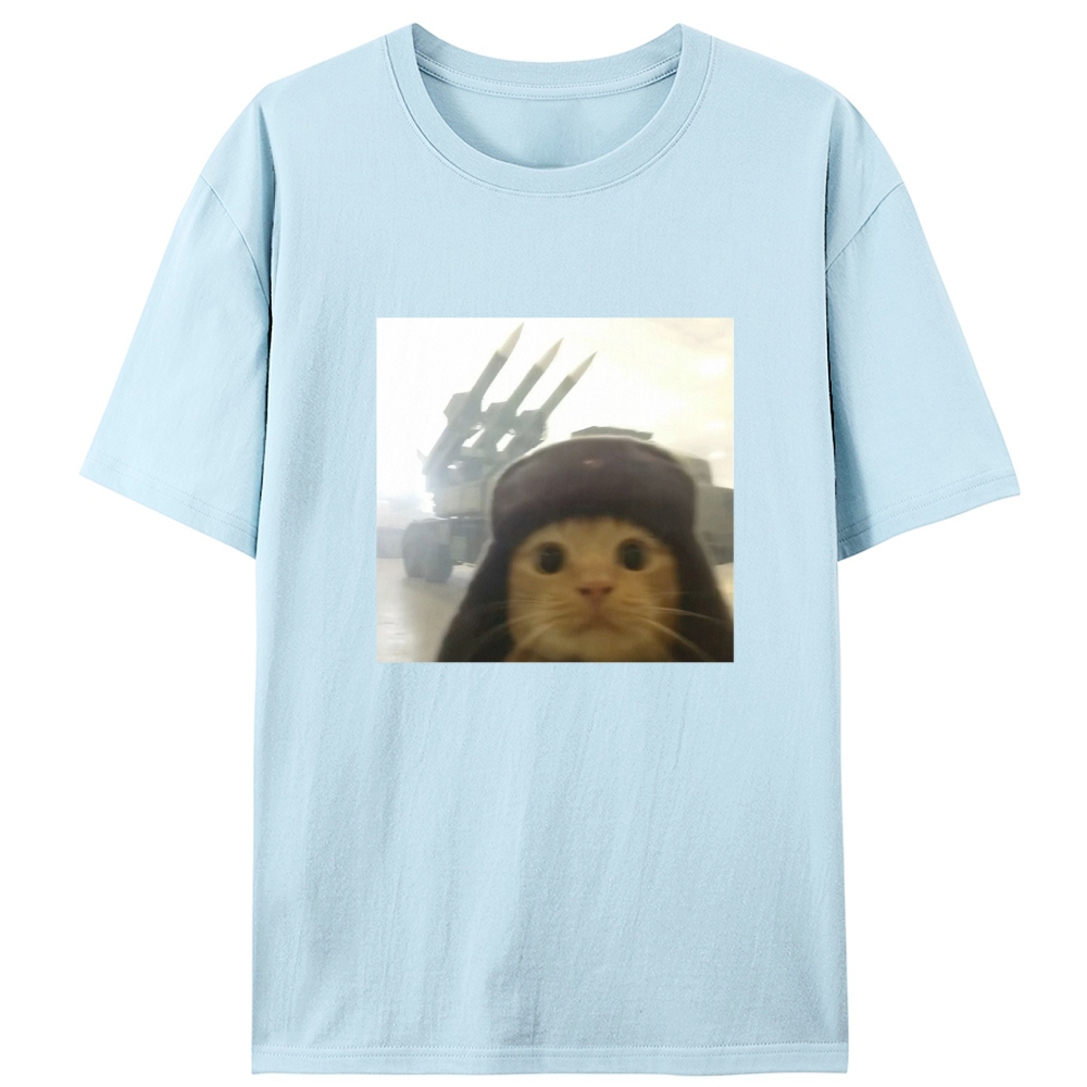 Cat with Missiles Hardcore Meme Retro Designed for Women - Slim Fit Cotton Tee