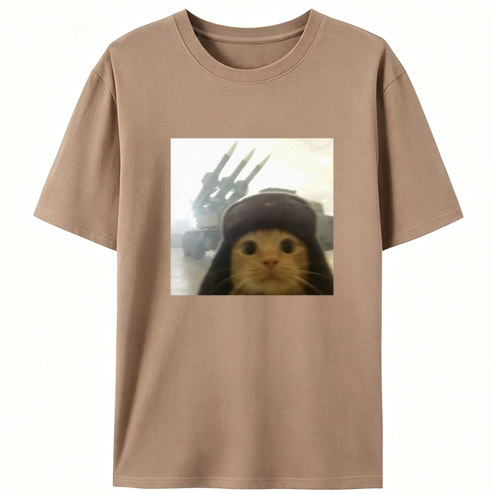 Cat with Missiles Hardcore Meme Retro Designed for Women - Slim Fit Cotton Tee