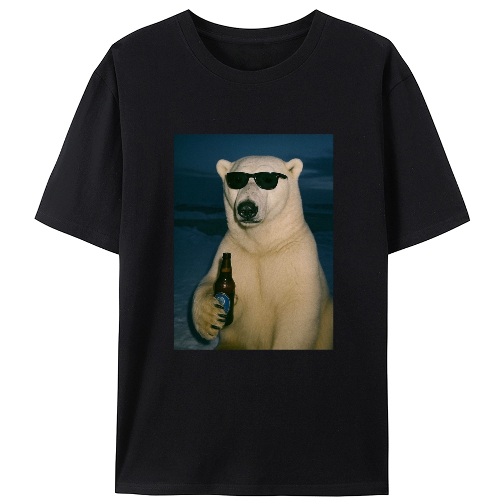 Cool Polar Bear With Beer Meme Retro Designed for Women - Slim Fit Cotton Tee