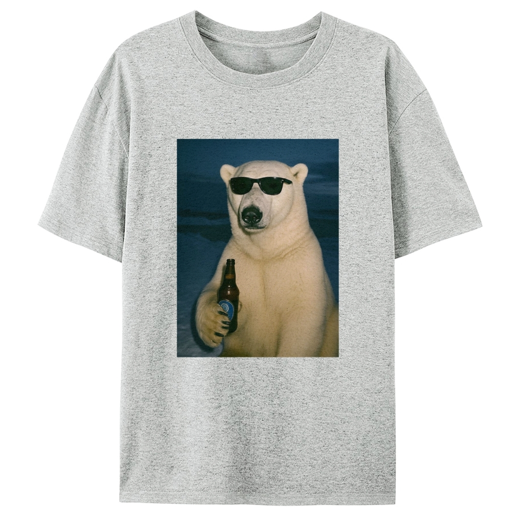 Cool Polar Bear With Beer Meme Retro Designed for Women - Slim Fit Cotton Tee