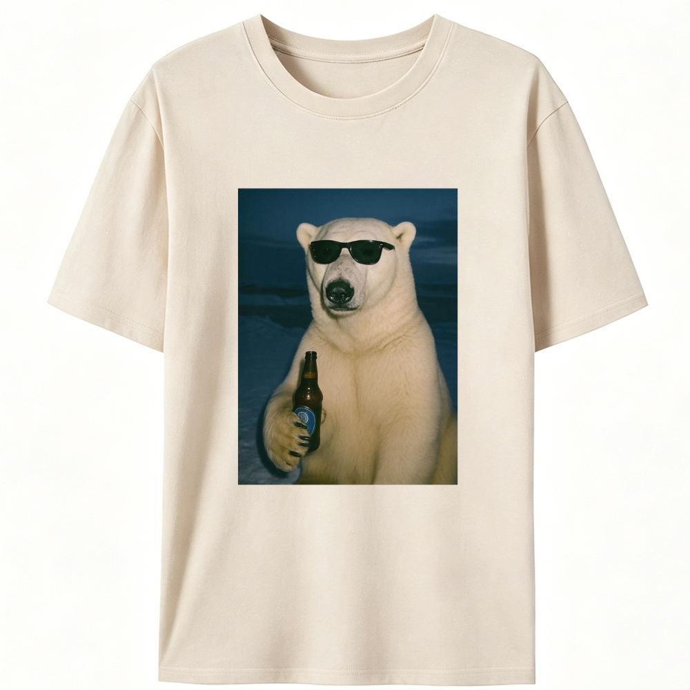 Cool Polar Bear With Beer Meme Retro Designed for Women - Slim Fit Cotton Tee