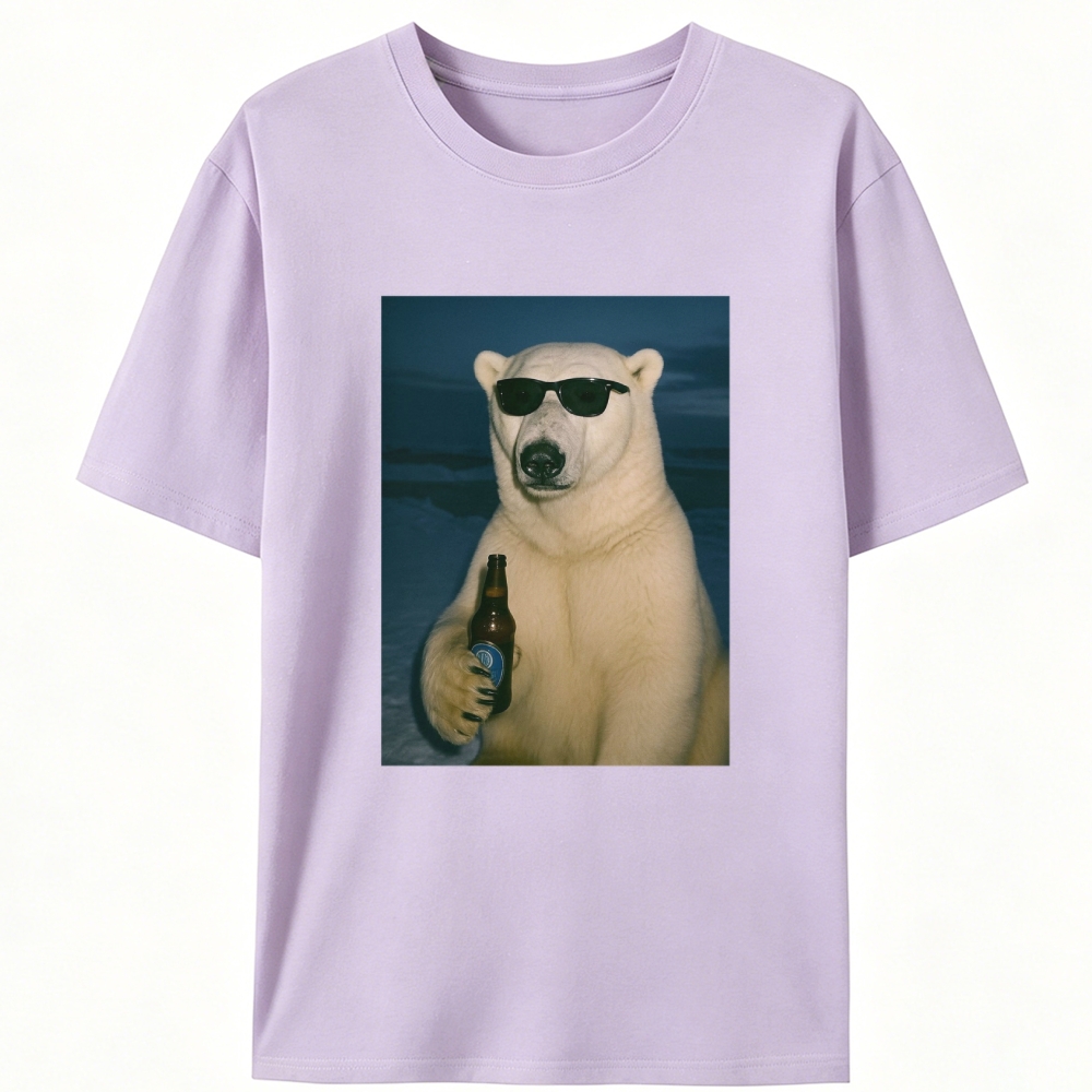 Cool Polar Bear With Beer Meme Retro Designed for Women - Slim Fit Cotton Tee