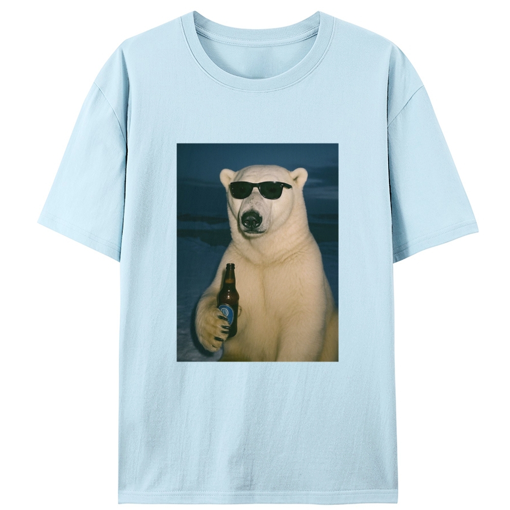 Cool Polar Bear With Beer Meme Retro Designed for Women - Slim Fit Cotton Tee
