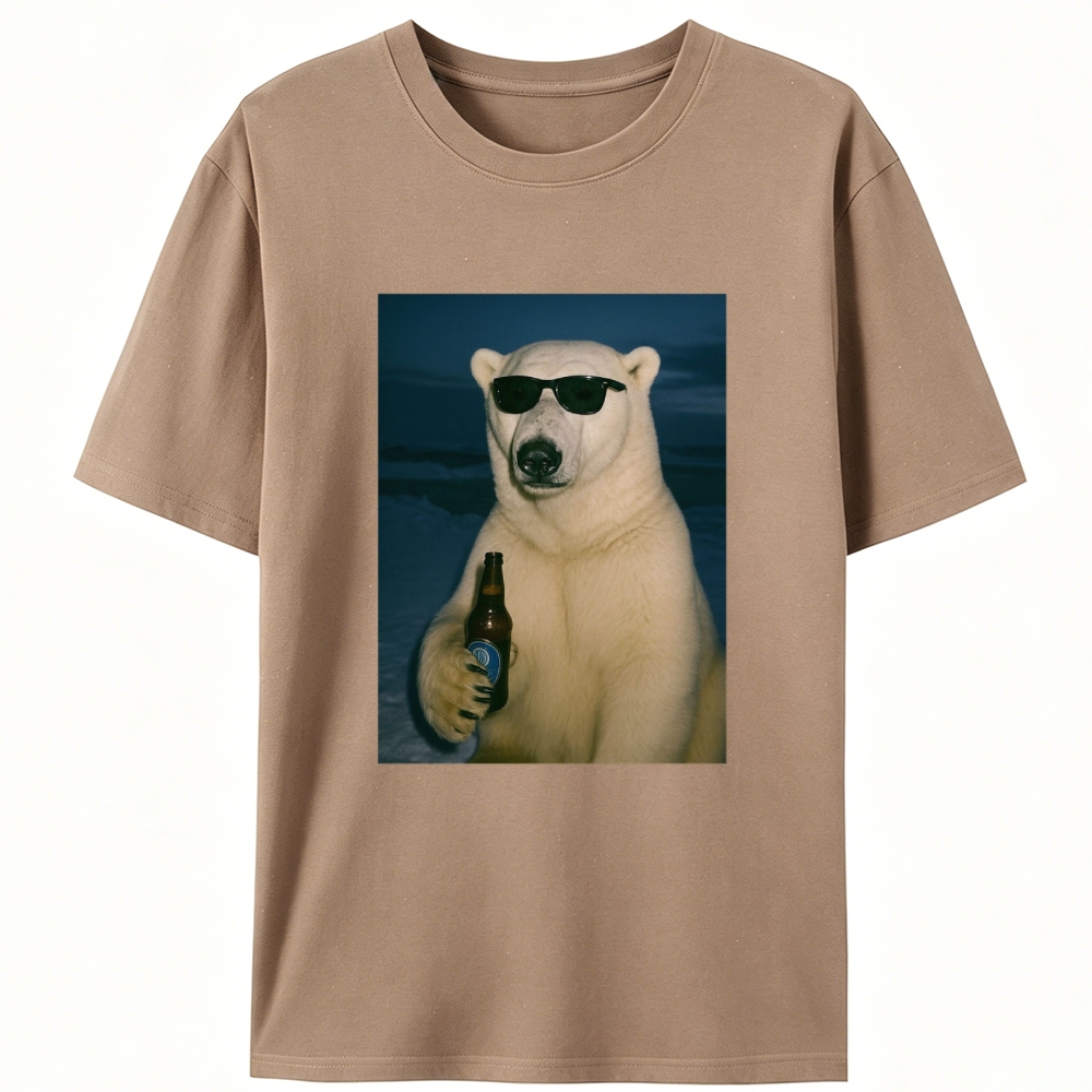 Cool Polar Bear With Beer Meme Retro Designed for Women - Slim Fit Cotton Tee