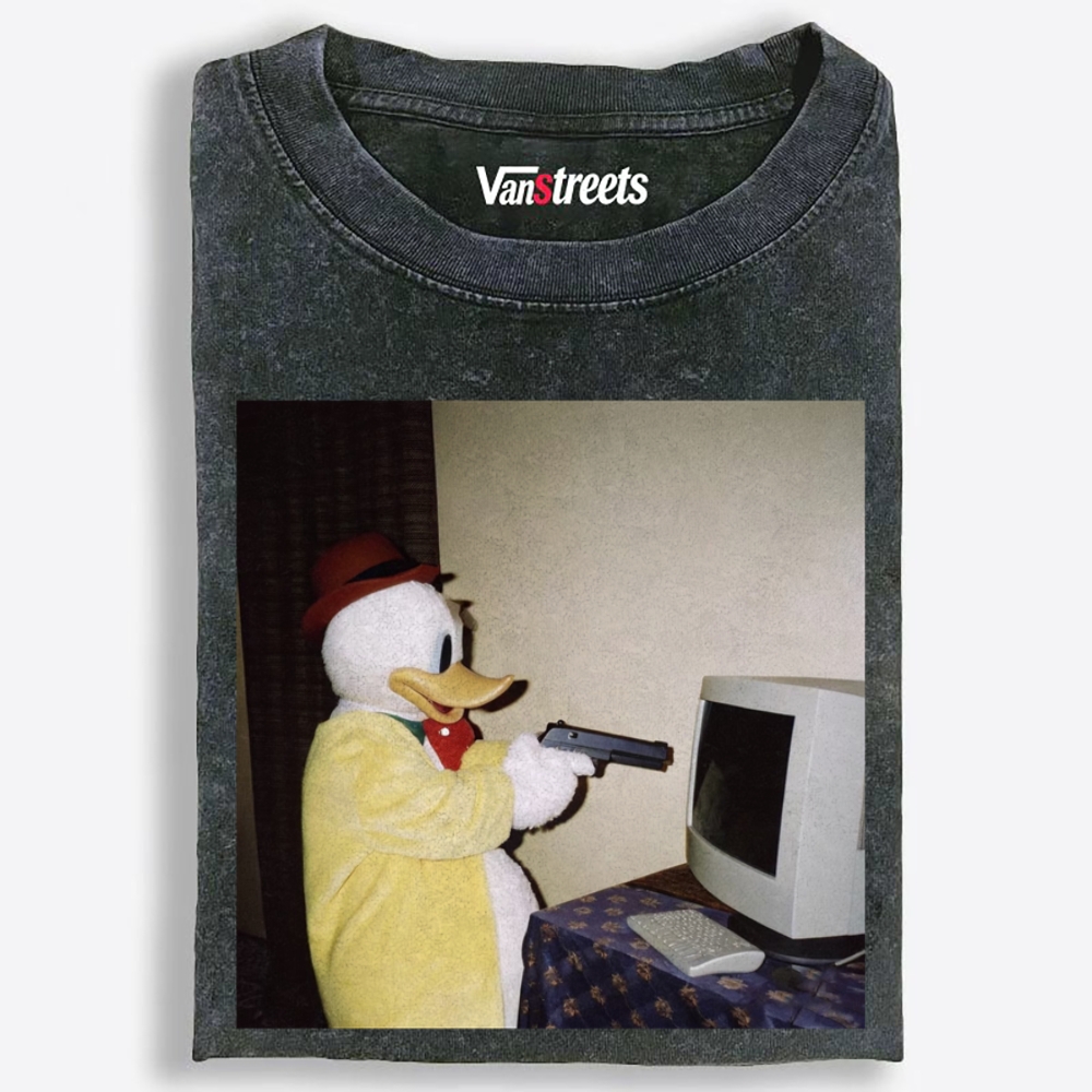 Gun Donald Duck Retro Washed T-Shirt | 100% Cotton | Streetwear Essential