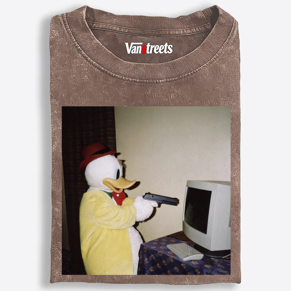 Gun Donald Duck Retro Washed T-Shirt | 100% Cotton | Streetwear Essential