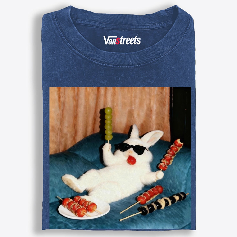 Cool Rabbit Skewers Retro Washed T-Shirt | 100% Cotton | Streetwear Essential