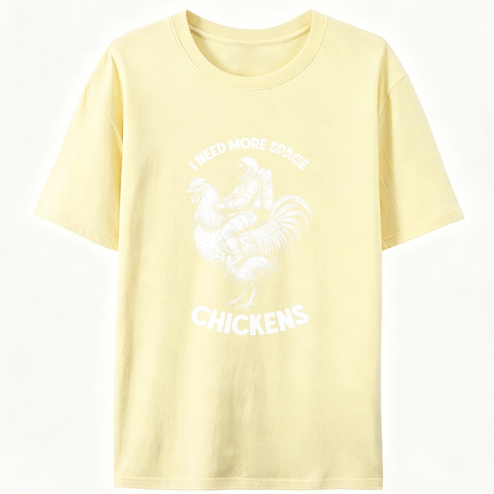 Astronaut Riding Chicken I Need More Chickens Retro Designed for Women - Slim Fit Cotton Tee