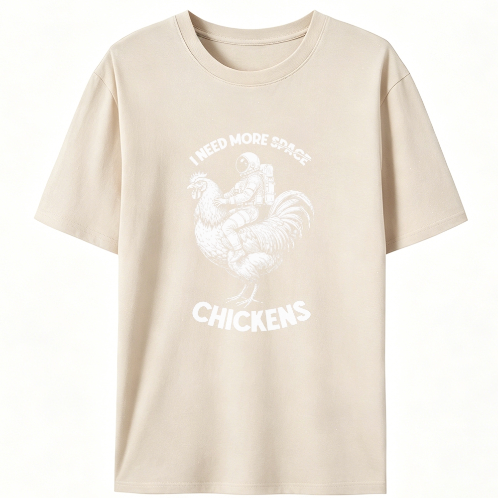 Astronaut Riding Chicken I Need More Chickens Retro Designed for Women - Slim Fit Cotton Tee
