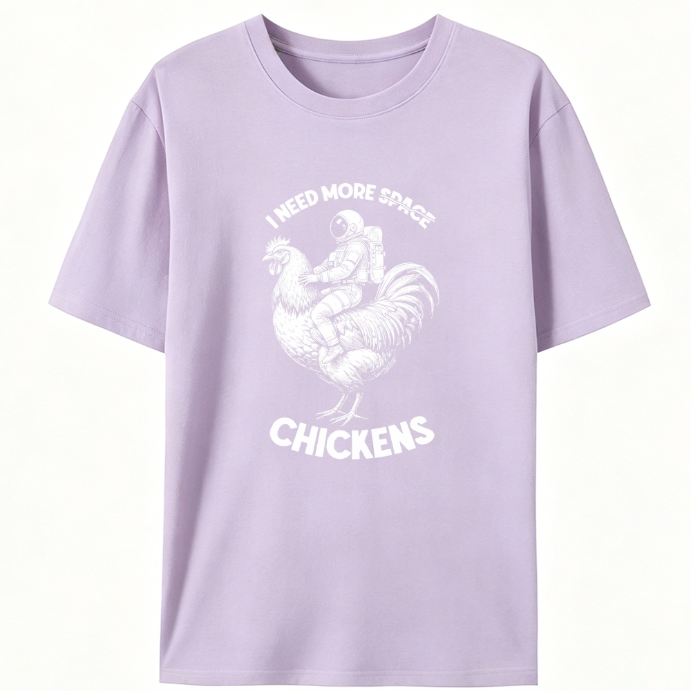 Astronaut Riding Chicken I Need More Chickens Retro Designed for Women - Slim Fit Cotton Tee
