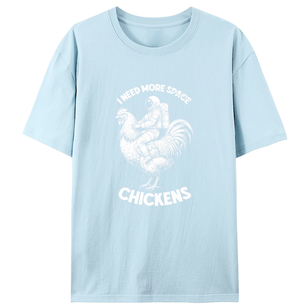 Astronaut Riding Chicken I Need More Chickens Retro Designed for Women - Slim Fit Cotton Tee