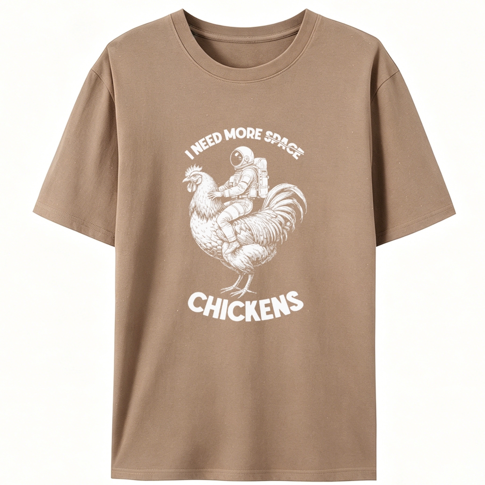Astronaut Riding Chicken I Need More Chickens Retro Designed for Women - Slim Fit Cotton Tee
