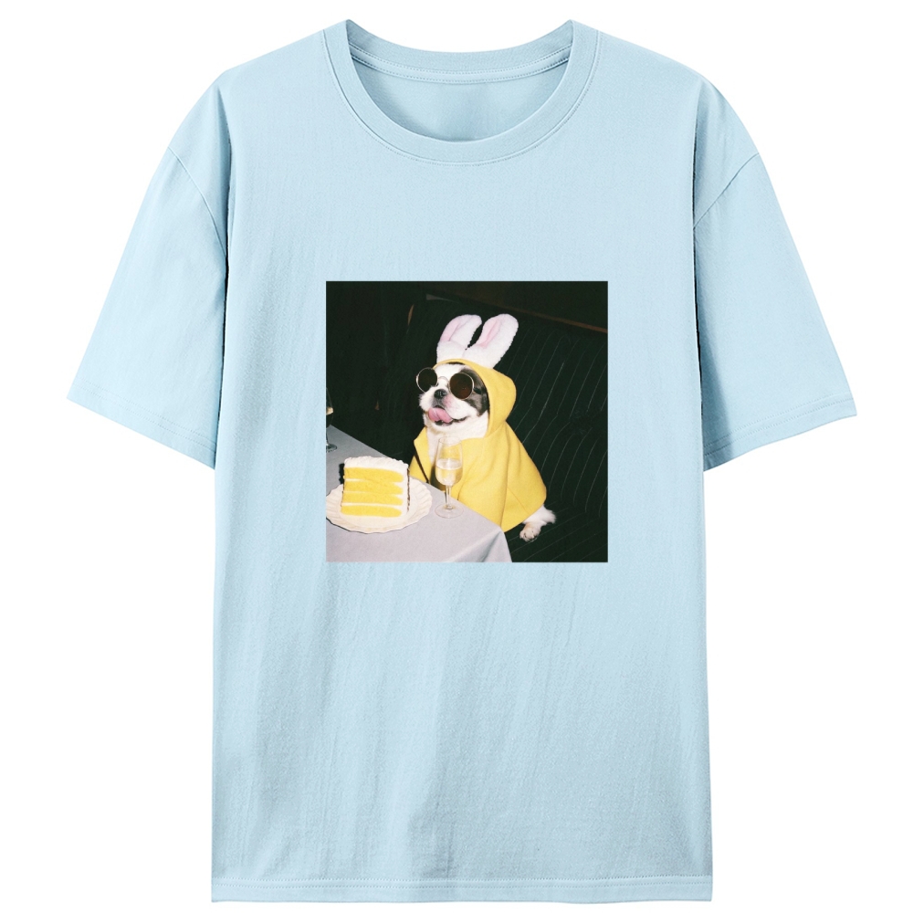 Bunny Ears French Bulldog Birthday Meme Retro Designed for Women - Slim Fit Cotton Tee