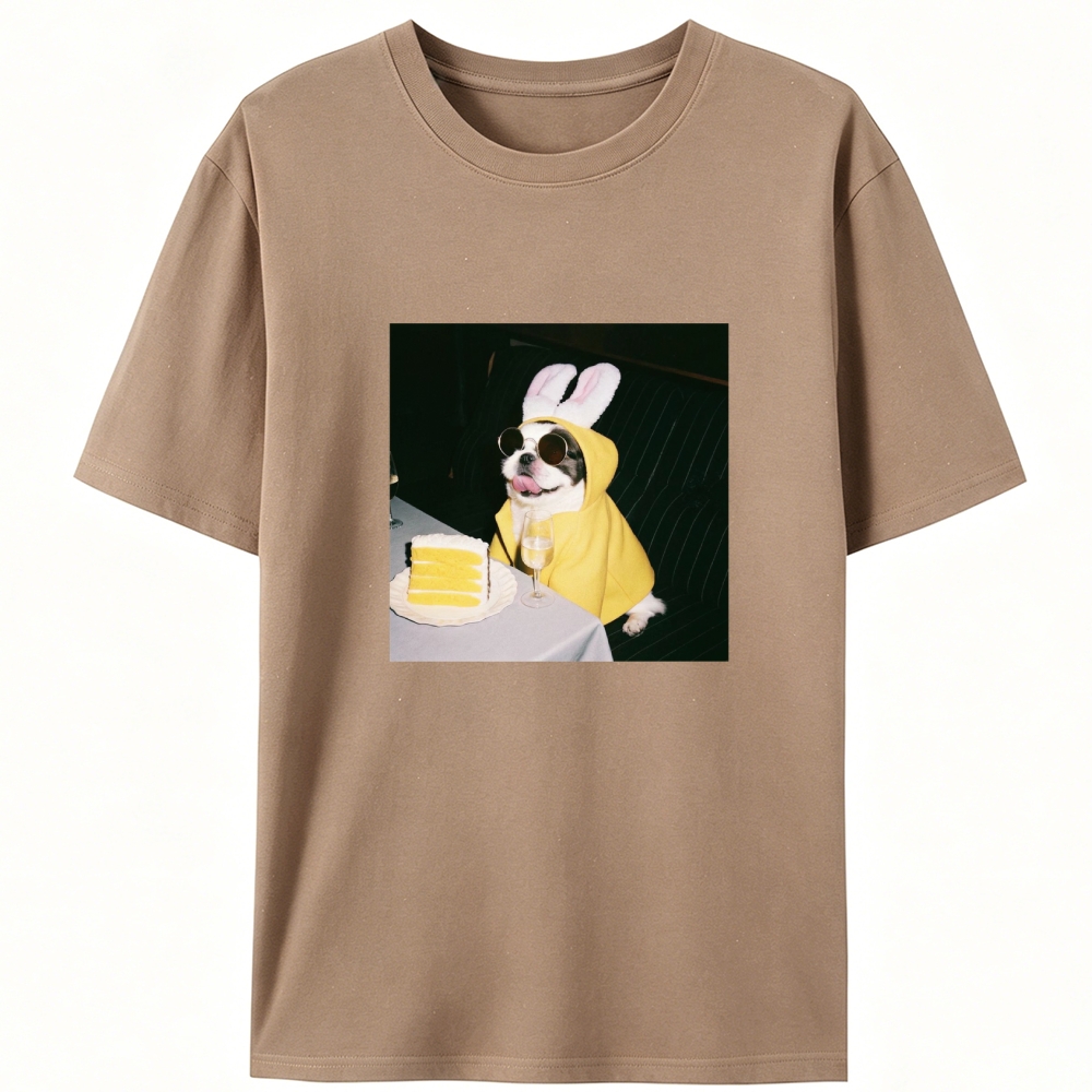 Bunny Ears French Bulldog Birthday Meme Retro Designed for Women - Slim Fit Cotton Tee