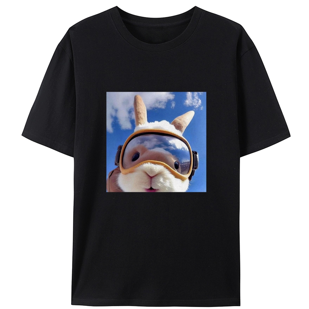 Skydiving Rabbit Selfie Meme Retro Designed for Women - Slim Fit Cotton Tee