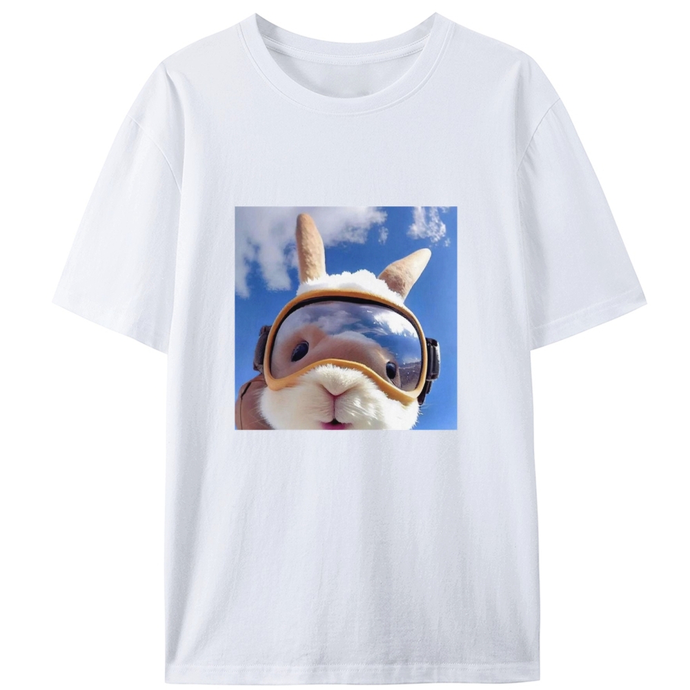 Skydiving Rabbit Selfie Meme Retro Designed for Women - Slim Fit Cotton Tee