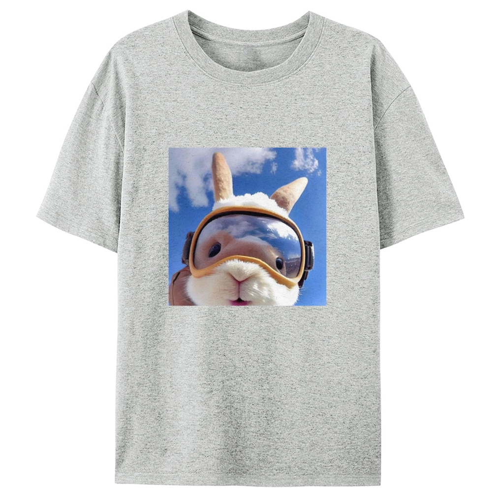 Skydiving Rabbit Selfie Meme Retro Designed for Women - Slim Fit Cotton Tee