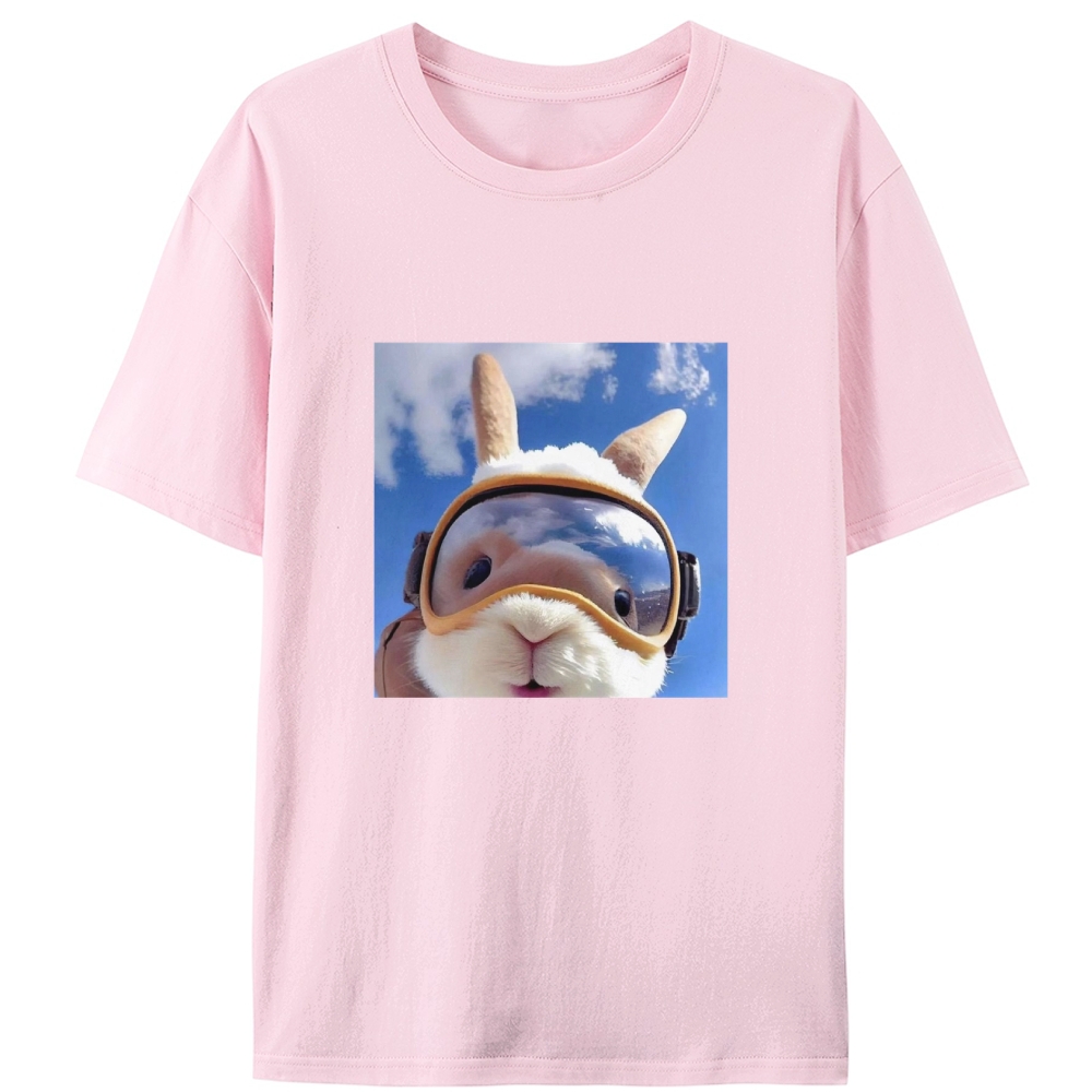 Skydiving Rabbit Selfie Meme Retro Designed for Women - Slim Fit Cotton Tee