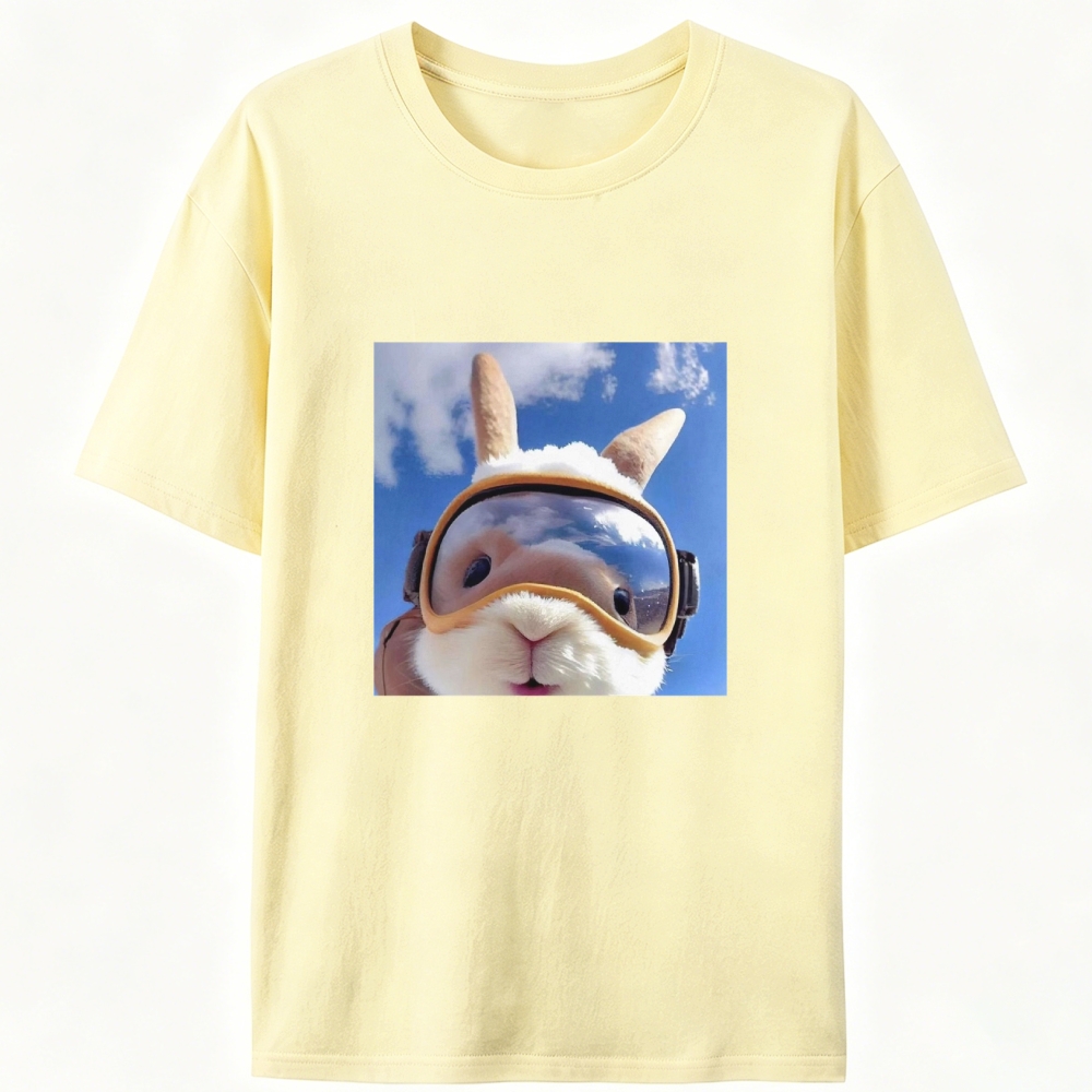 Skydiving Rabbit Selfie Meme Retro Designed for Women - Slim Fit Cotton Tee