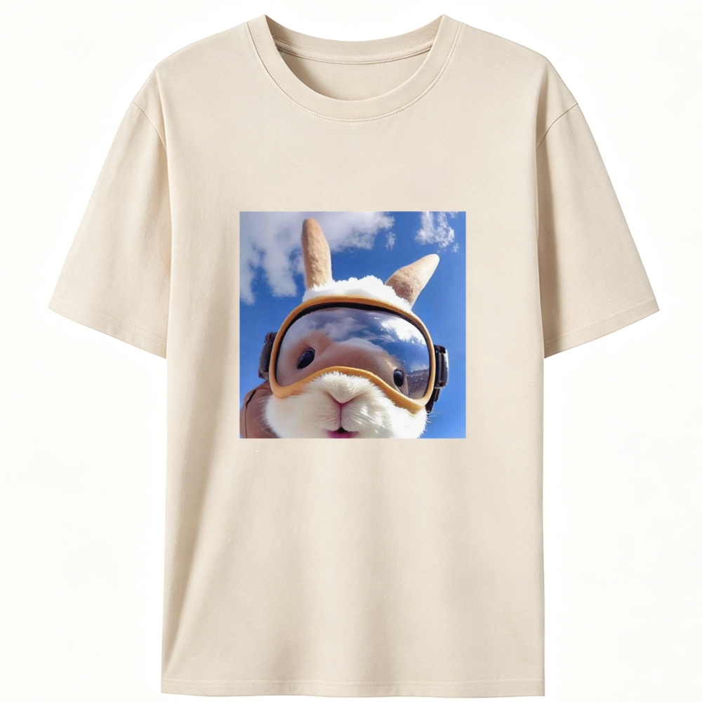 Skydiving Rabbit Selfie Meme Retro Designed for Women - Slim Fit Cotton Tee