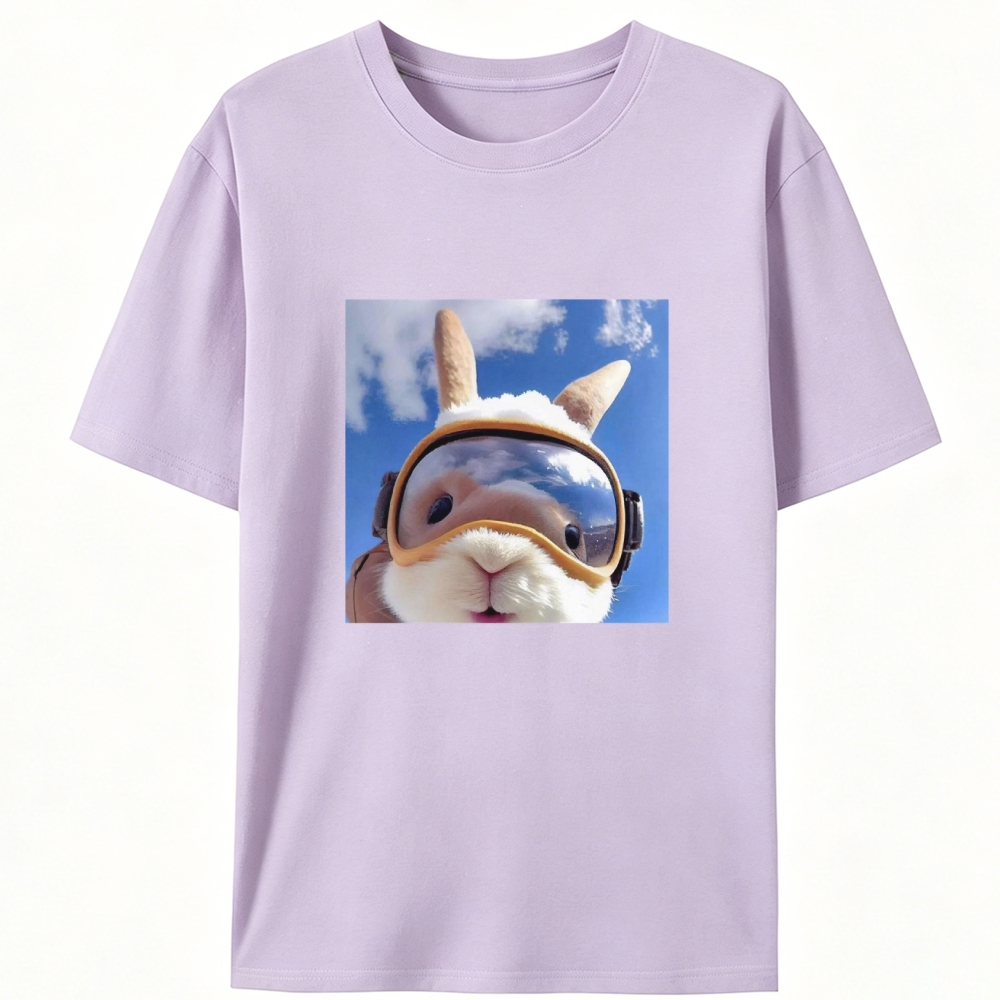 Skydiving Rabbit Selfie Meme Retro Designed for Women - Slim Fit Cotton Tee