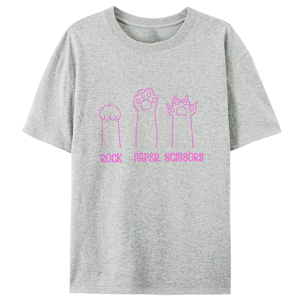 Cat Paw Rock Paper Scissors Funny Retro Designed for Women - Slim Fit Cotton Tee