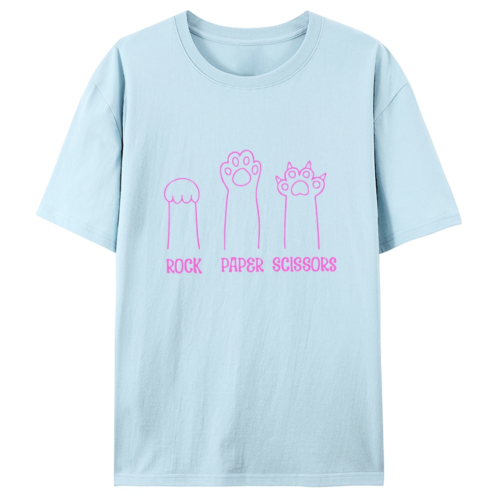 Cat Paw Rock Paper Scissors Funny Retro Designed for Women - Slim Fit Cotton Tee
