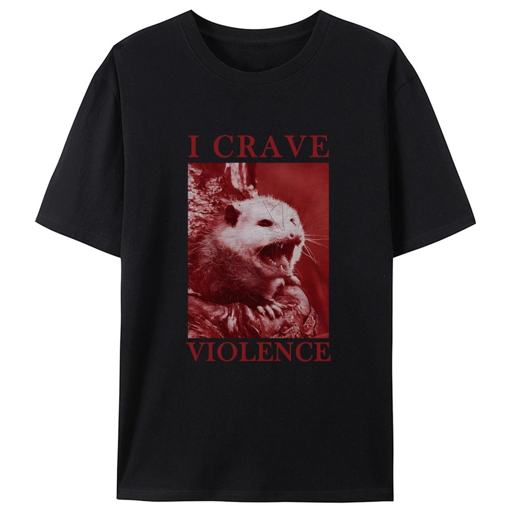 Violence-Craving Possum Retro Designed for Women - Slim Fit Cotton Tee