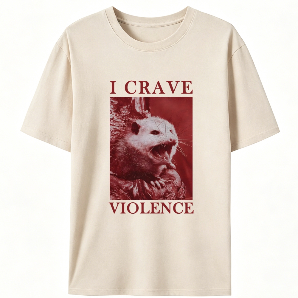 Violence-Craving Possum Retro Designed for Women - Slim Fit Cotton Tee
