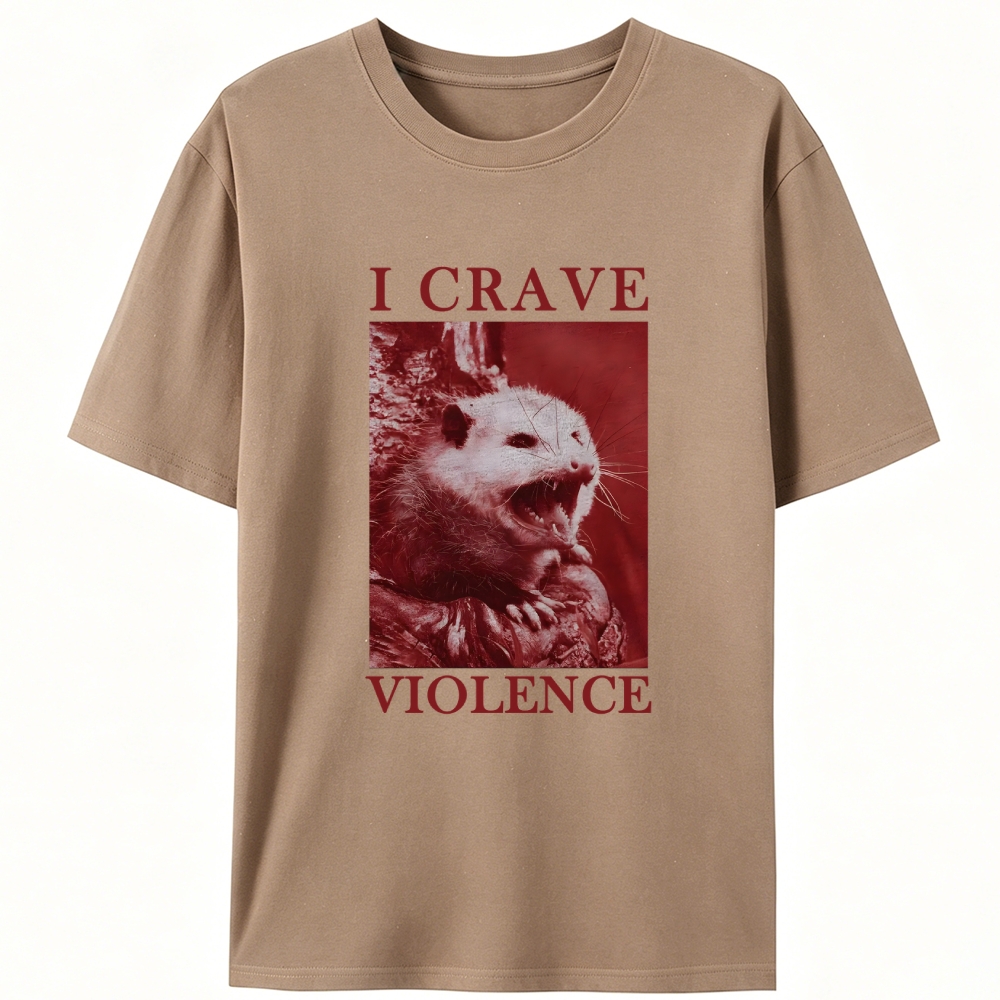 Violence-Craving Possum Retro Designed for Women - Slim Fit Cotton Tee