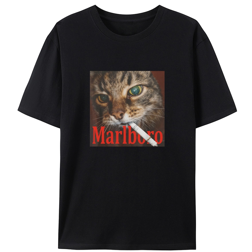Rabel Smoker CatRetro Designed for Women - Slim Fit Cotton Tee