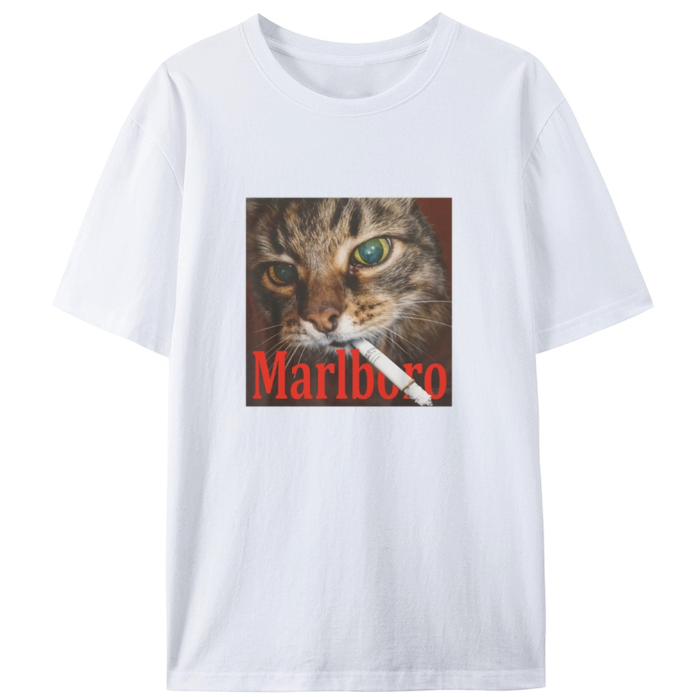Rabel Smoker CatRetro Designed for Women - Slim Fit Cotton Tee