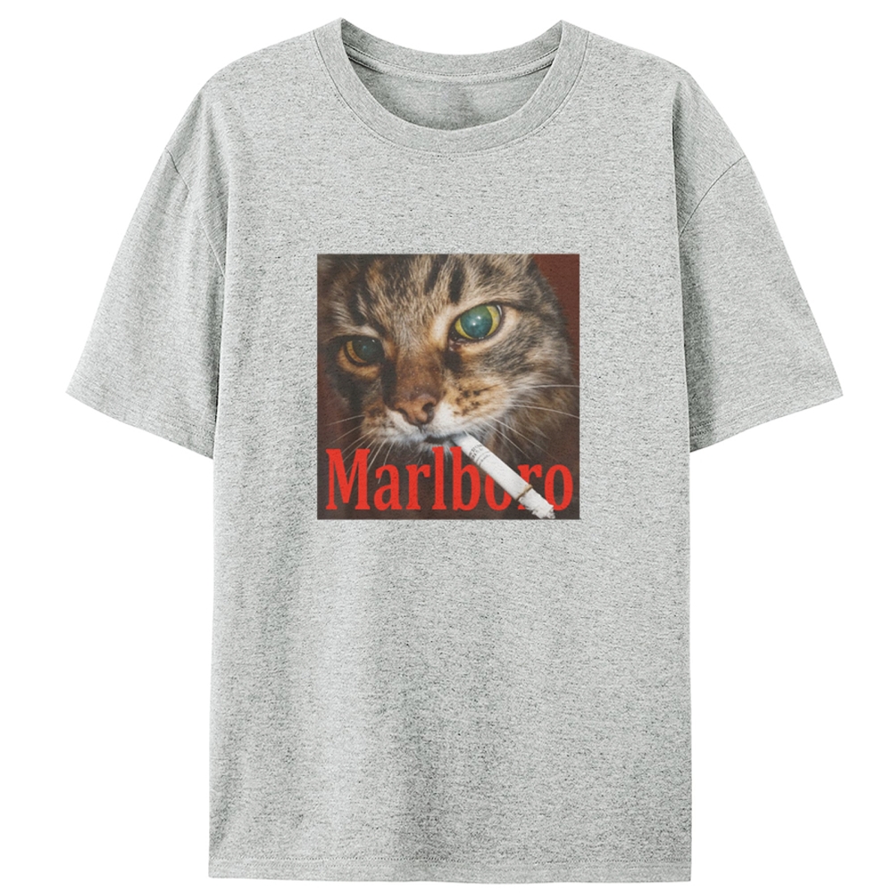 Rabel Smoker CatRetro Designed for Women - Slim Fit Cotton Tee