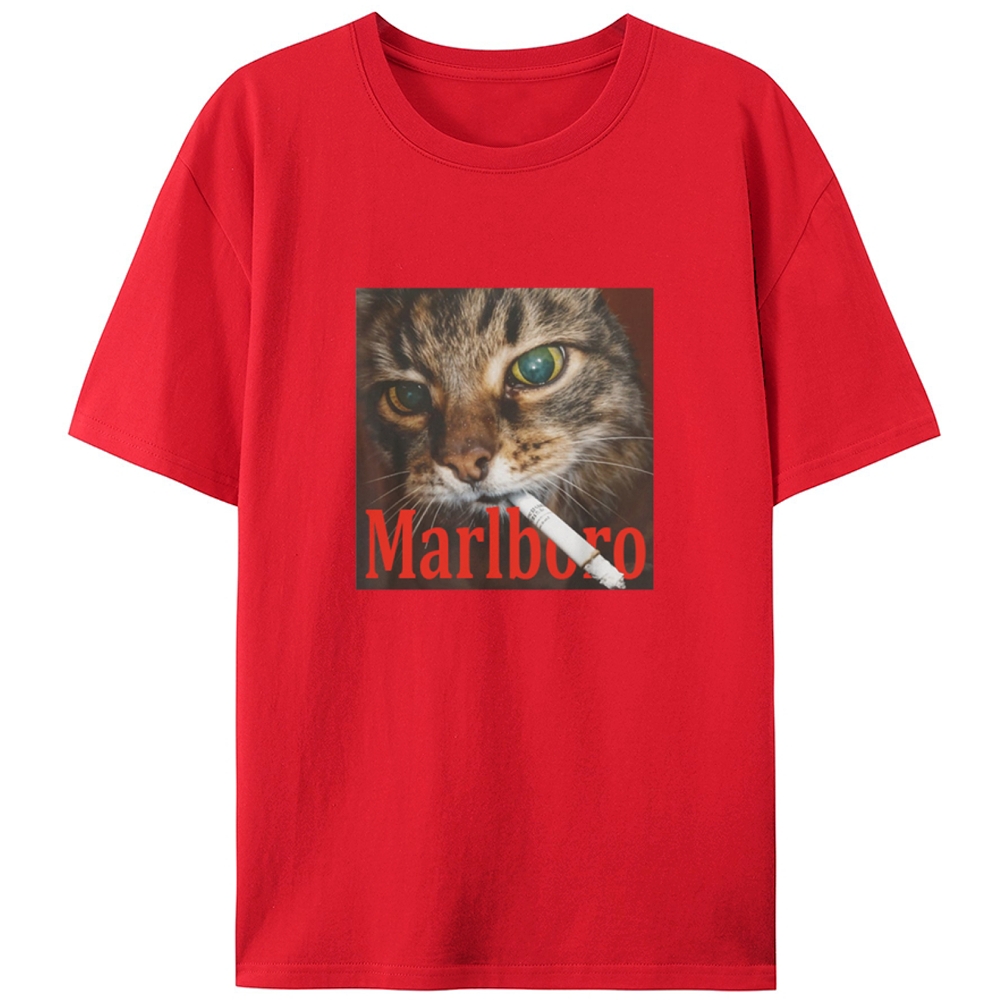Rabel Smoker CatRetro Designed for Women - Slim Fit Cotton Tee
