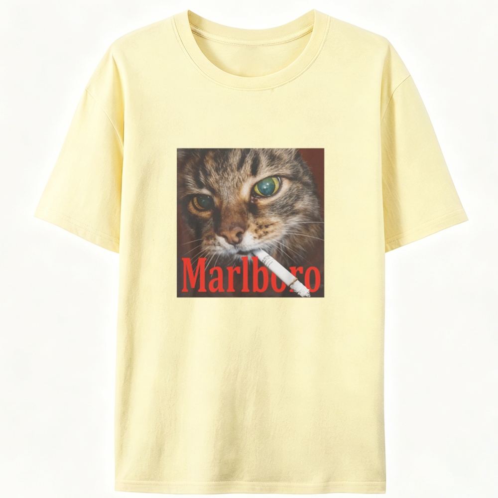 Rabel Smoker CatRetro Designed for Women - Slim Fit Cotton Tee