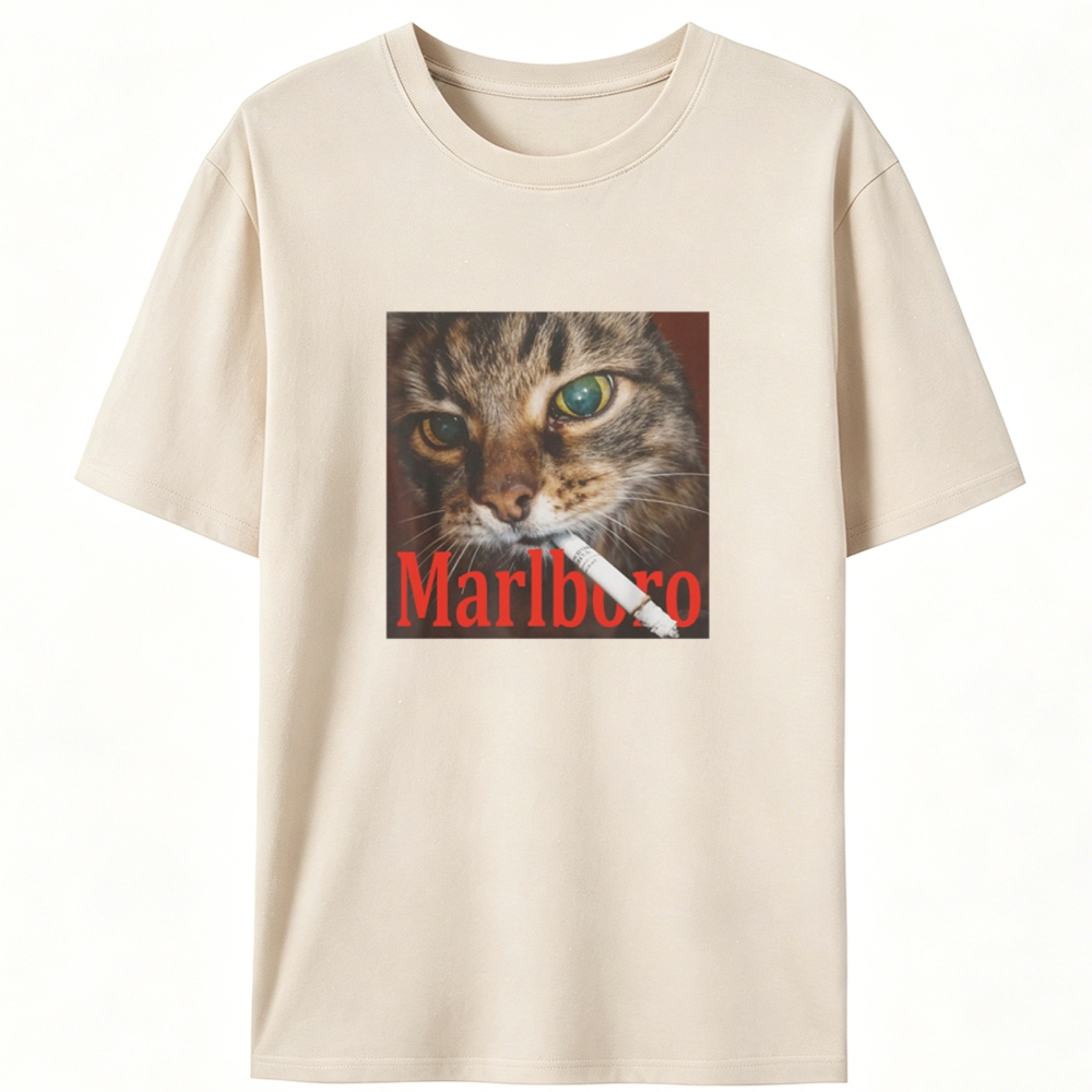 Rabel Smoker CatRetro Designed for Women - Slim Fit Cotton Tee