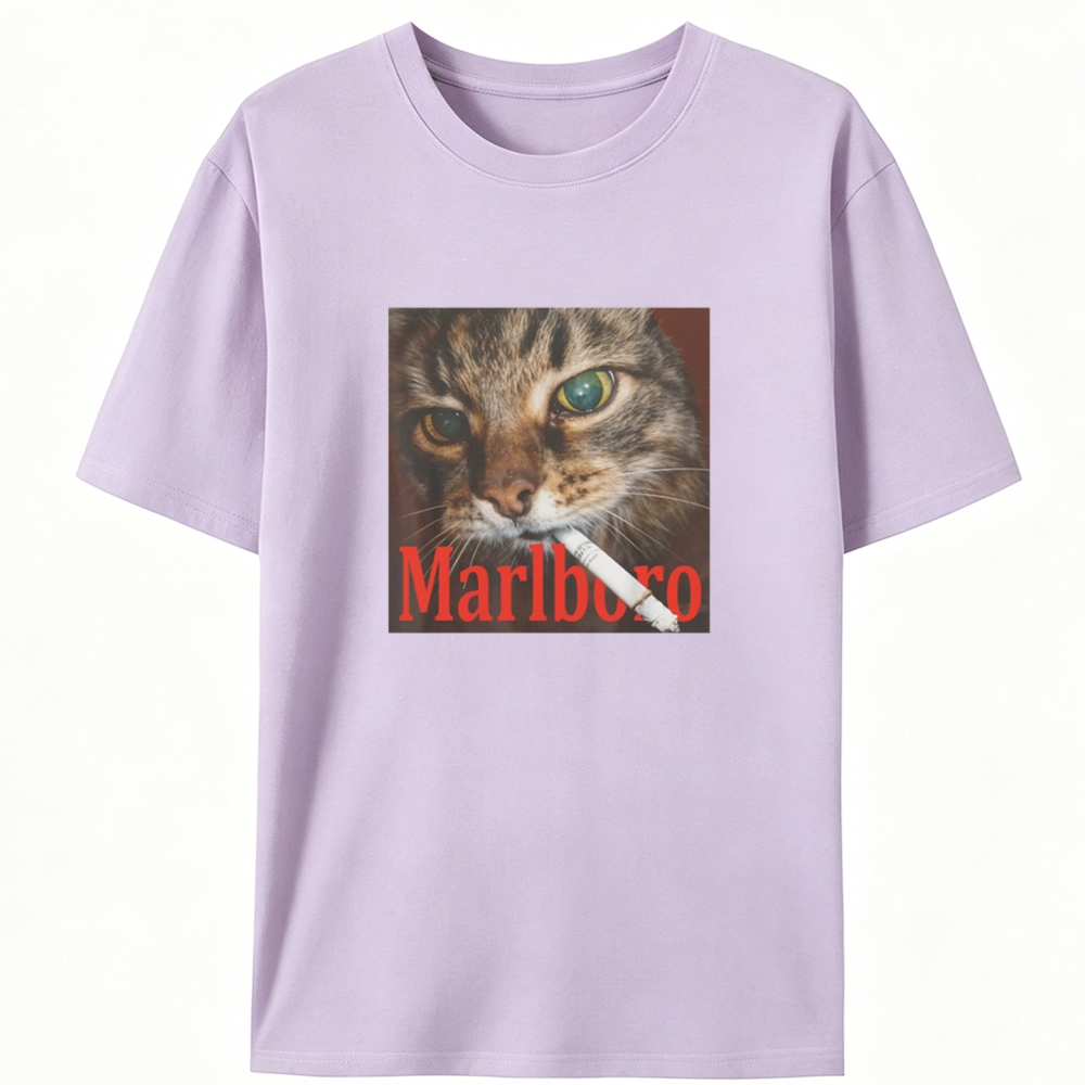 Rabel Smoker CatRetro Designed for Women - Slim Fit Cotton Tee