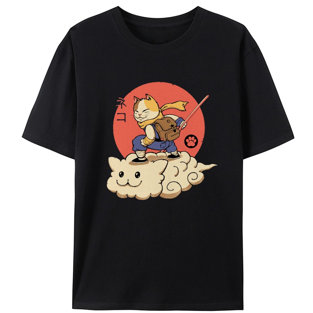 Neko Cloud Rider Retro Designed for Women - Slim Fit Cotton Tee