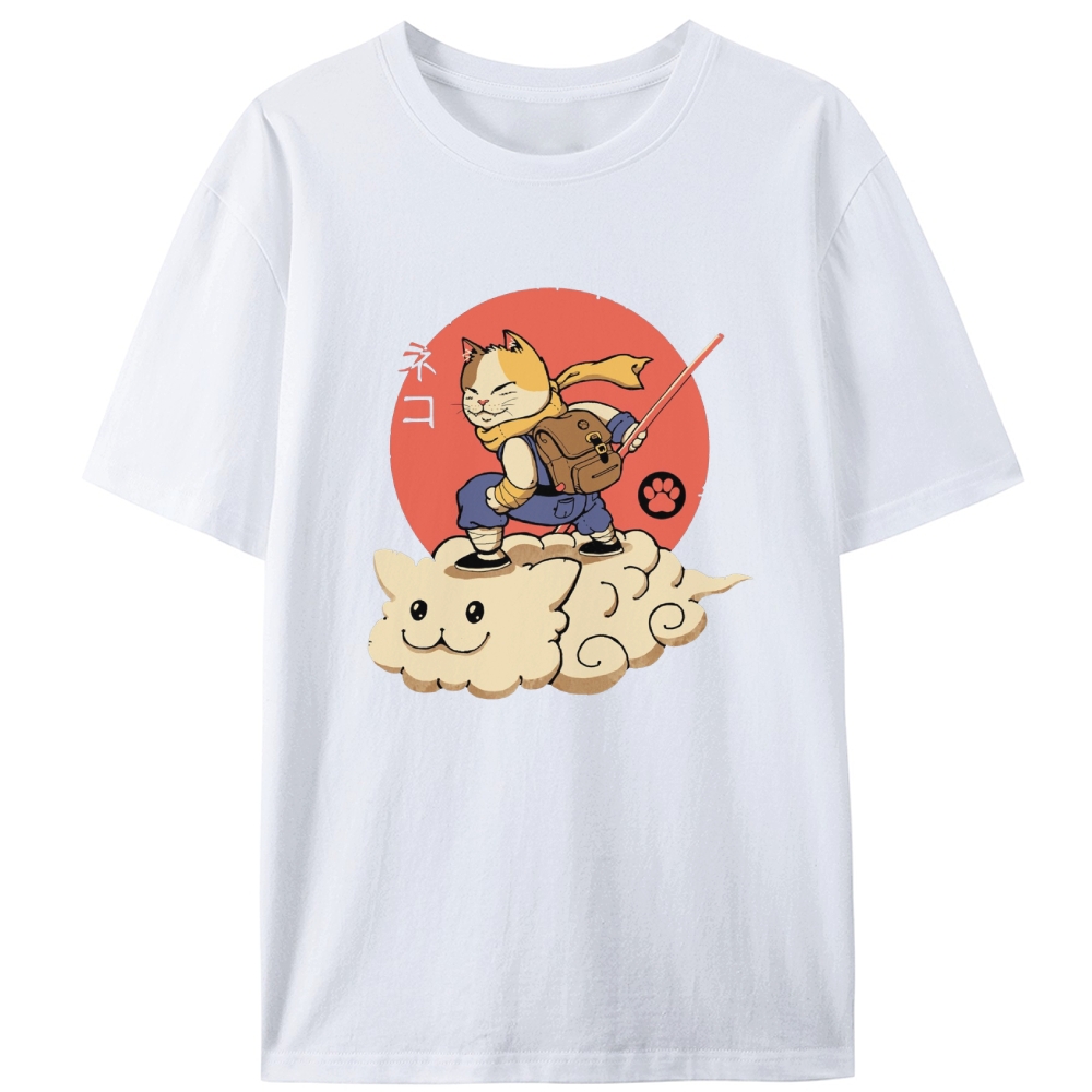 Neko Cloud Rider Retro Designed for Women - Slim Fit Cotton Tee