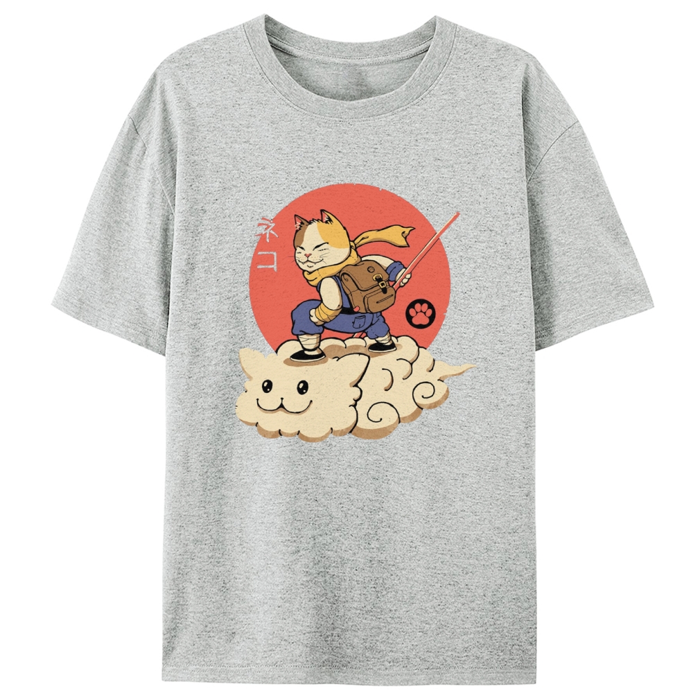 Neko Cloud Rider Retro Designed for Women - Slim Fit Cotton Tee